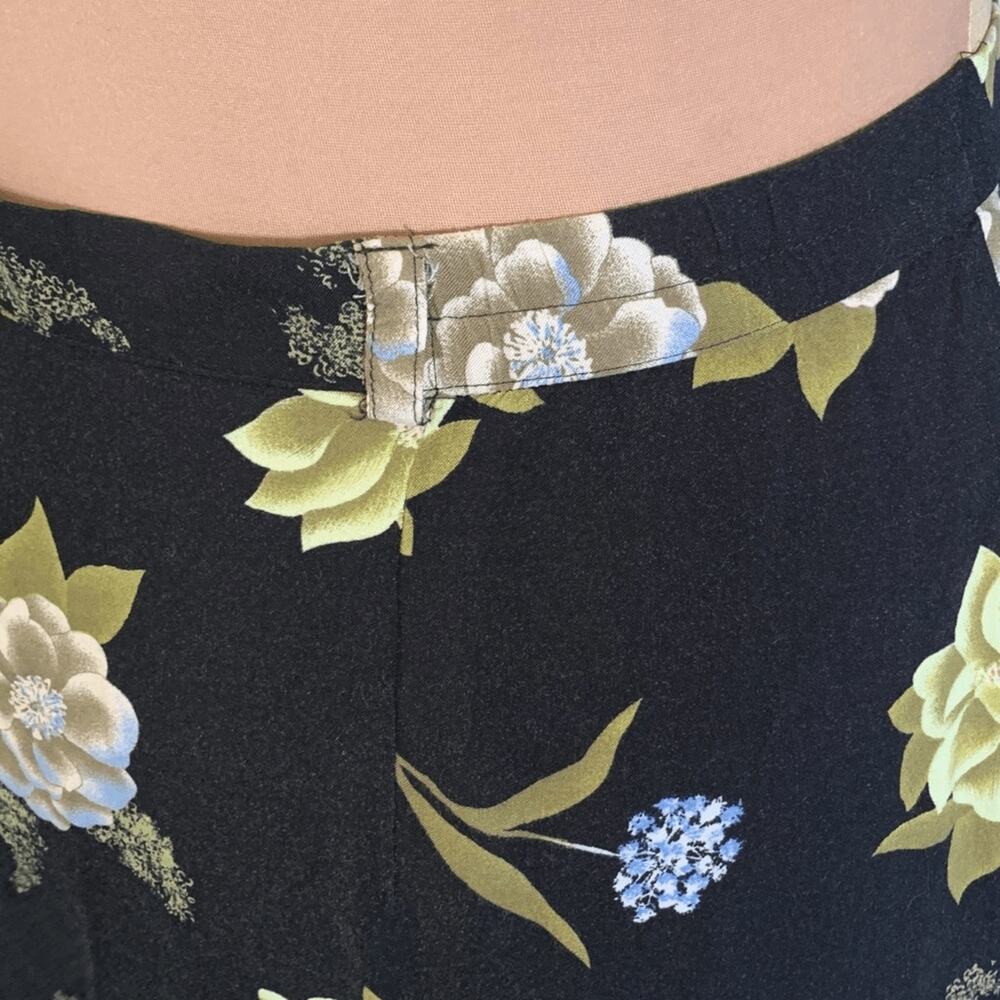 Vintage Black Floral Button Front Romantic Grunge Flowing Midi Skirt Cottage - Picture 6 of 9